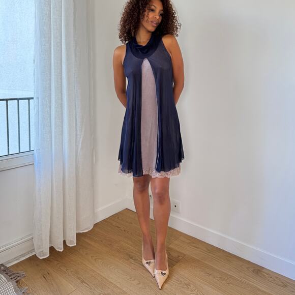 Vintage Italian Sheer-Layered Viscose Mesh Slip Dress (S/M) - Picture 8 of 12